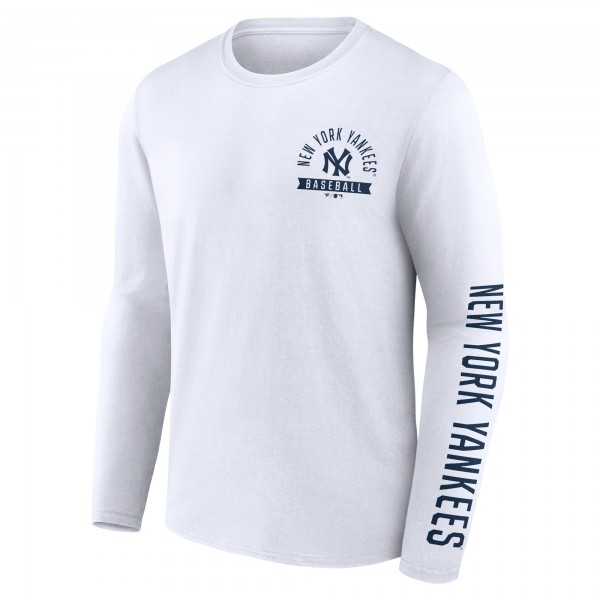 New York Yankees Fanatics White Pressbox Long Sleeve T-Shirt