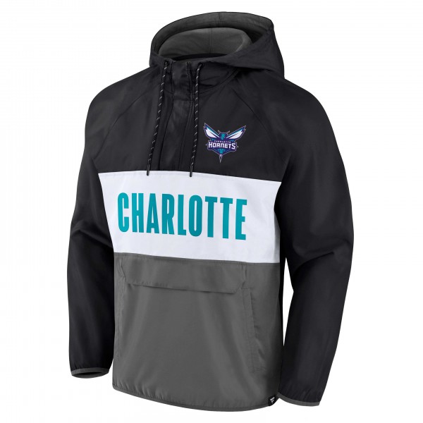 Куртка на короткой молнии Charlotte Hornets Team Leader Iconic Colorblock Anorak Raglan - Black/Gray
