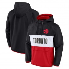 Toronto Raptors Team Leader Iconic Colorblock Anorak Raglan Quarter-Zip Hoodie - Black/Red
