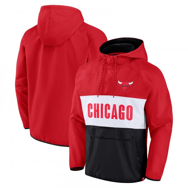 Толстовка на короткой молнии Chicago Bulls Red/Black Team Leader Iconic Colorblock Anorak Raglan