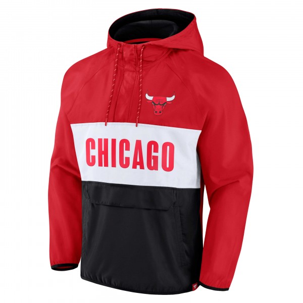 Толстовка на короткой молнии Chicago Bulls Red/Black Team Leader Iconic Colorblock Anorak Raglan