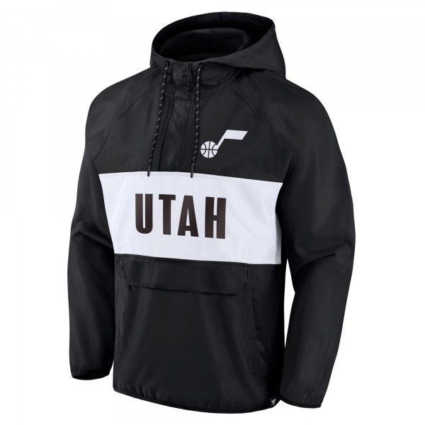 Куртка на короткой молнии Utah Jazz Team Leader Iconic Colorblock Anorak Raglan - Black/White