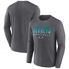 Футболка с длинным рукавом Charlotte Hornets Where Legends Play Iconic Practice - Heathered Charcoal