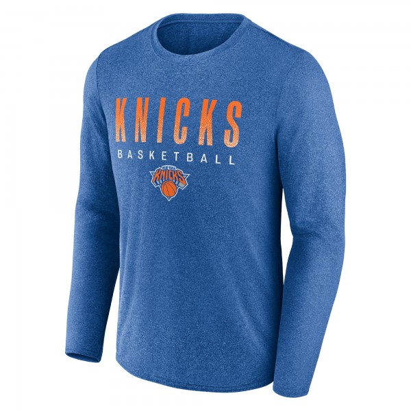 Футболка с длинным рукавом New York Knicks Where Legends Play Iconic Practice - Heathered Blue
