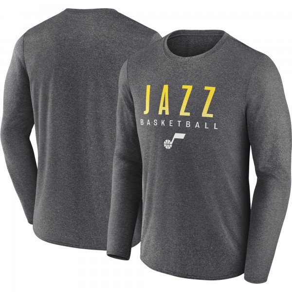 Футболка с длинным рукавом Utah Jazz Where Legends Play Iconic Practice - Heather Charcoal
