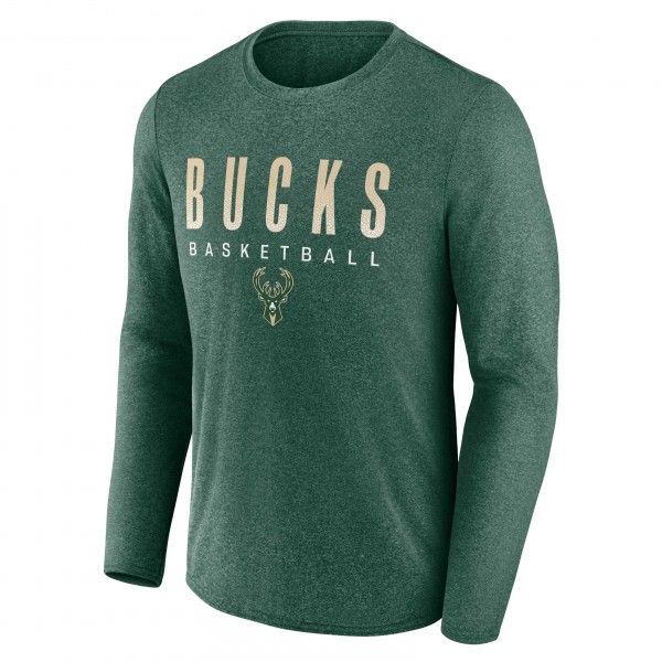Футболка с длинным рукавом Milwaukee Bucks Where Legends Play Iconic Practice - Heathered Hunter Green