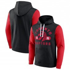 Toronto Raptors Fanatics Black/Red Attack Colorblock Pullover Hoodie