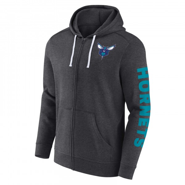 Толстовка на молнии Charlotte Hornets Down and Distance - Heather Charcoal