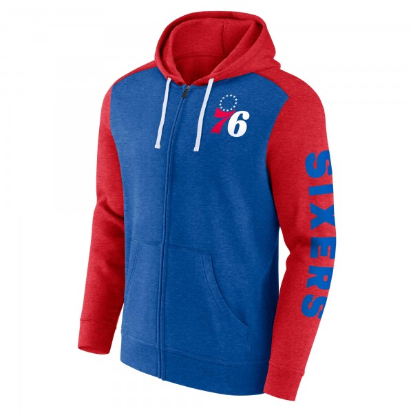 Толстовка на молнии Philadelphia 76ers Down and Distance - Heather Royal/Heather Red