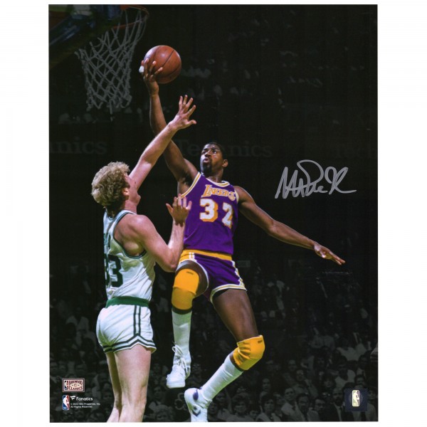 Autographed Los Angeles Lakers Magic Johnson Fanatics Authentic 11 x 14 Dunk vs. Larry Bird Spotlight Photograph