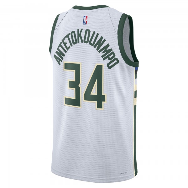 Игровая форма  Giannis Antetokounmpo Milwaukee Bucks Nike Unisex 2022/23 Swingman - Association Edition - White