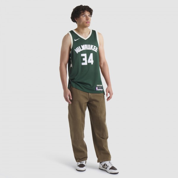 Игровая форма  Giannis Antetokounmpo Milwaukee Bucks Nike Unisex 2022/23 Swingman - Icon Edition - Hunter Green