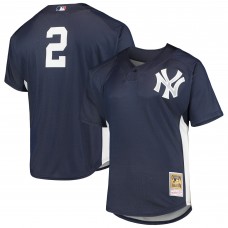 New York Yankees Derek Jeter Mitchell & Ness Navy Cooperstown Collection Mesh Batting Practice Button-Up Jersey