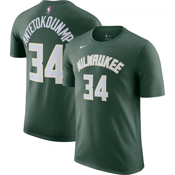 Именная футболка Giannis Antetokounmpo Milwaukee Bucks Nike Icon 2022/23 - Hunter Green