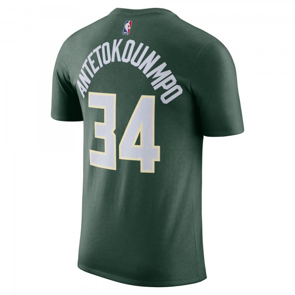 Именная футболка Giannis Antetokounmpo Milwaukee Bucks Nike Icon 2022/23 - Hunter Green