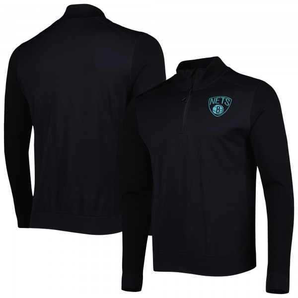 Кофта на короткой молнии Brooklyn Nets Levelwear Black Nano Engineered Knit Fabric