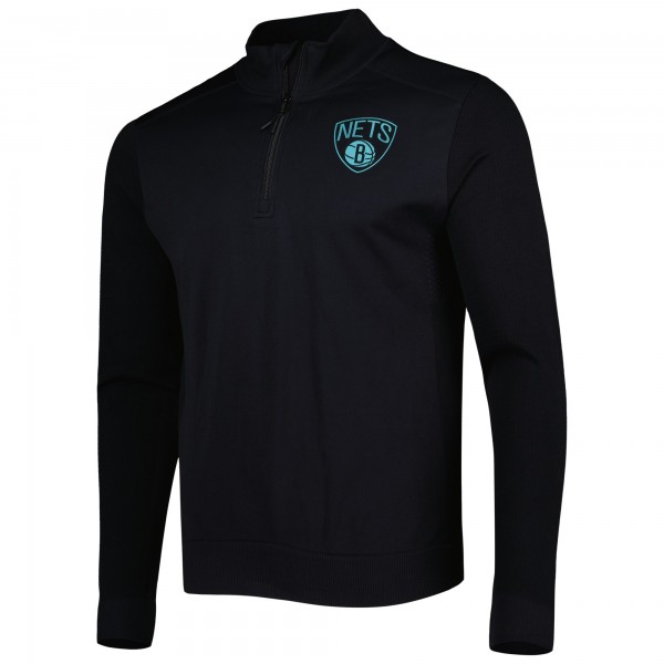 Кофта на короткой молнии Brooklyn Nets Levelwear Black Nano Engineered Knit Fabric