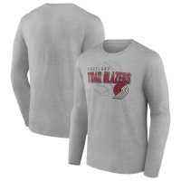 Футболка с длинным рукавом Mens Heathered Gray Portland Trail Blazers Runner Up