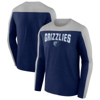 Футболка с длинным рукавом Mens Heather Navy Memphis Grizzlies Colorblock