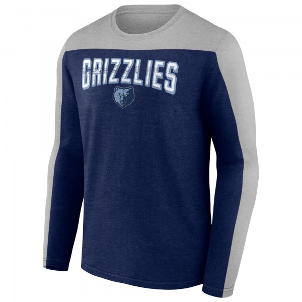 Футболка с длинным рукавом Mens Heather Navy Memphis Grizzlies Colorblock
