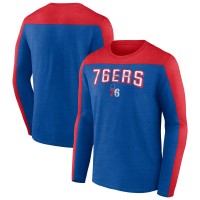 Футболка с длинным рукавом Mens Heather Royal Philadelphia 76ers Colorblock