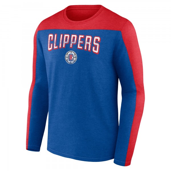 Футболка с длинным рукавом Mens Heather Royal LA Clippers Colorblock