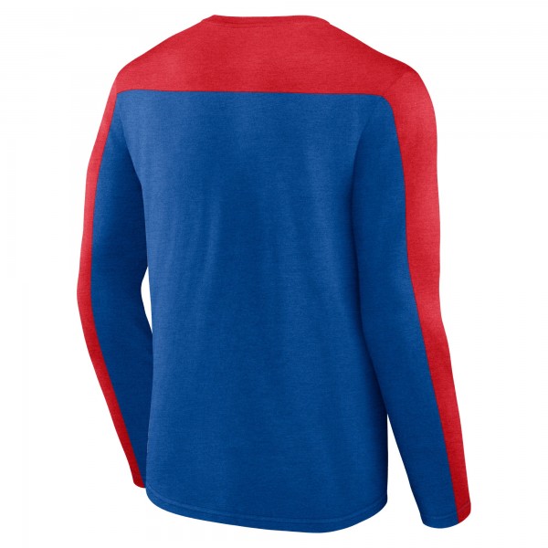 Футболка с длинным рукавом Mens Heather Royal LA Clippers Colorblock