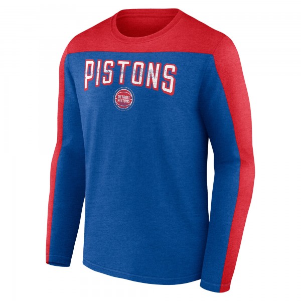 Футболка с длинным рукавом Mens Heather Royal Detroit Pistons Colorblock