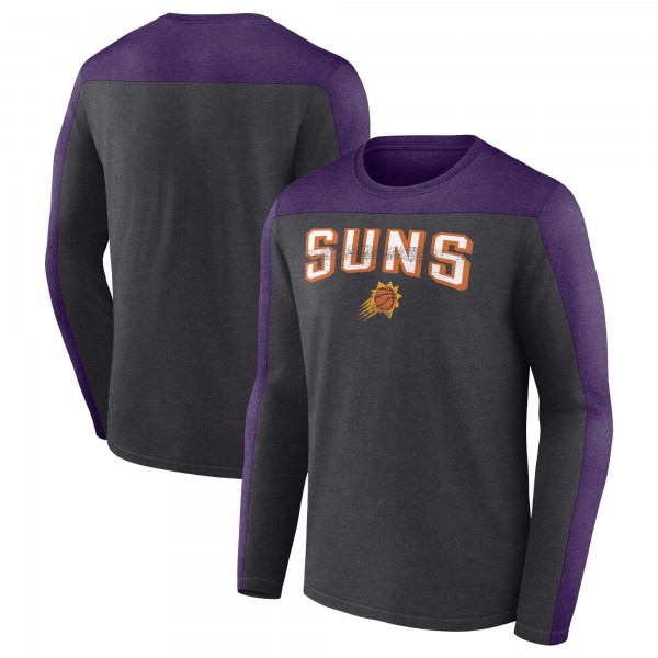 Футболка с длинным рукавом Mens Heather Charcoal Phoenix Suns Colorblock