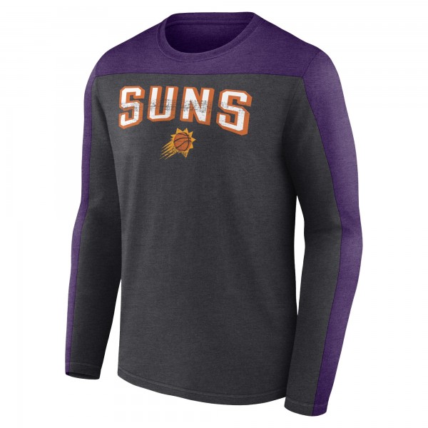 Футболка с длинным рукавом Mens Heather Charcoal Phoenix Suns Colorblock