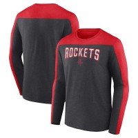 Футболка с длинным рукавом Mens Heather Charcoal Houston Rockets Colorblock