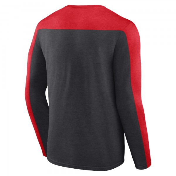 Футболка с длинным рукавом Mens Heather Charcoal Houston Rockets Colorblock