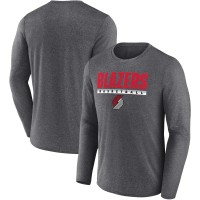 Футболка с длинным рукавом Mens Heathered Charcoal Portland Trail Blazers Zoning In