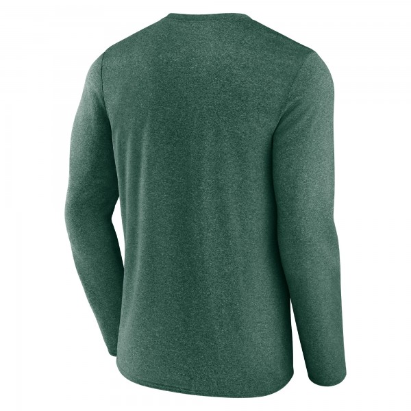 Футболка с длинным рукавом Mens Heathered Hunter Green Milwaukee Bucks Zoning In