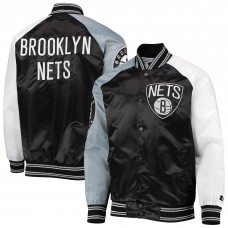 Куртка на кнопках Brooklyn Nets Starter Reliever Varsity Satin Raglan - Black/Gray