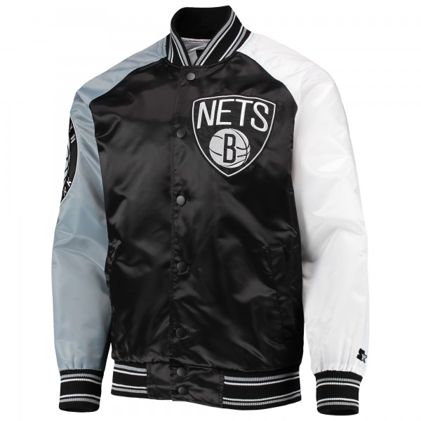 Куртка на кнопках Brooklyn Nets Starter Reliever Varsity Satin Raglan - Black/Gray