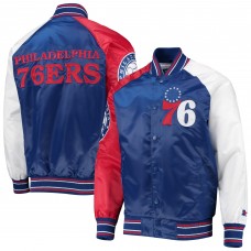 Куртка на кнопках Philadelphia 76ers Starter Reliever Varsity Satin Raglan - Royal/Red