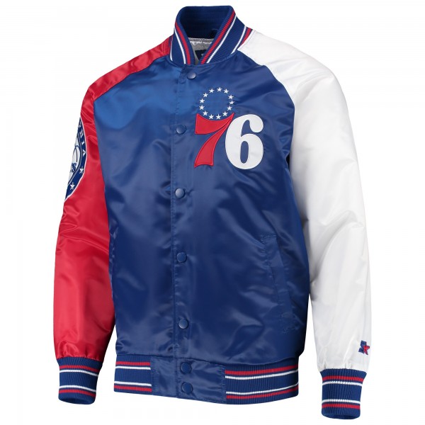 Куртка на кнопках Philadelphia 76ers Starter Reliever Varsity Satin Raglan - Royal/Red