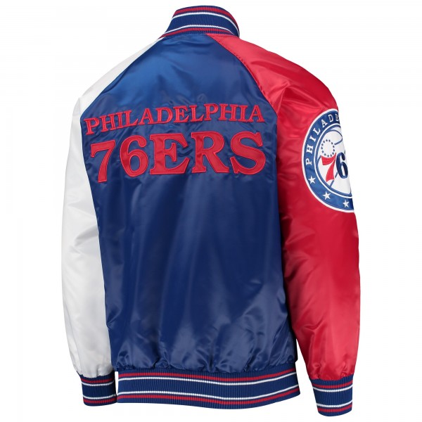 Куртка на кнопках Philadelphia 76ers Starter Reliever Varsity Satin Raglan - Royal/Red