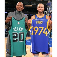 Unsigned Golden State Warriors Stephen Curry Fanatics Authentic with Ray Allen after Breaking the NBA Three-Point Record Photograph