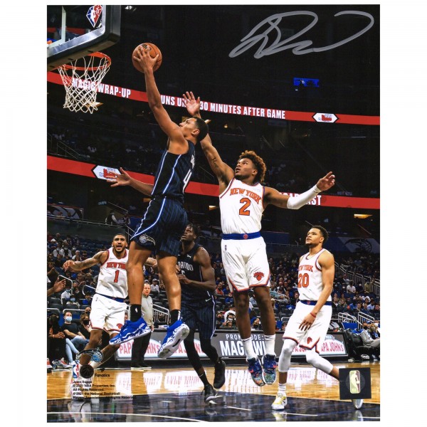 Autographed Orlando Magic Jalen Suggs Fanatics Authentic 8 x 10 Black Jersey Layup Photograph