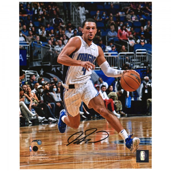 Autographed Orlando Magic Jalen Suggs Fanatics Authentic 8 x 10 White Jersey Dribbling Photograph