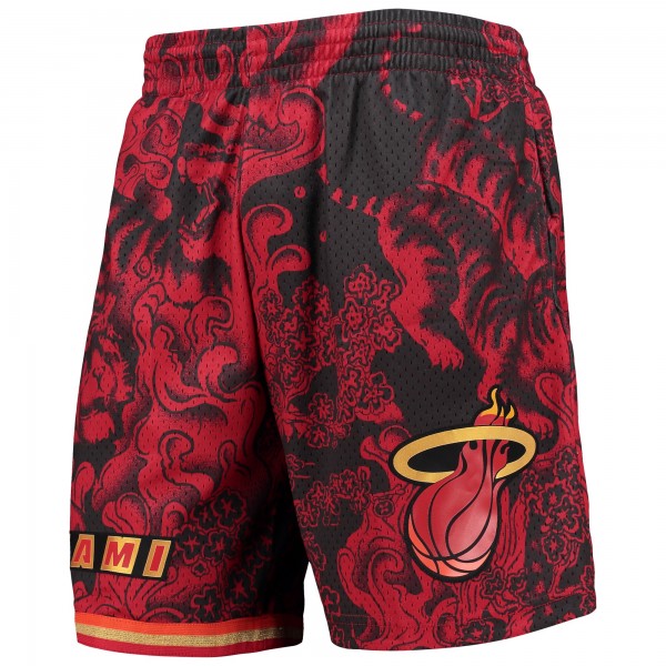 Miami Heat Mitchell & Ness Red Hardwood Classics Lunar New Year Swingman Shorts