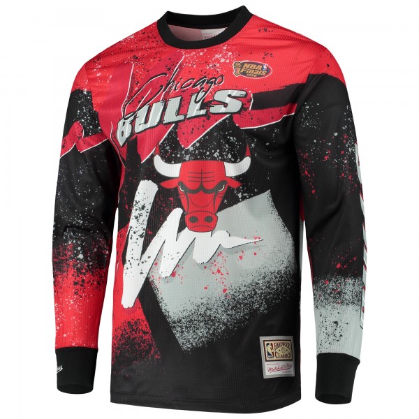 Футболка с длинным рукавом Chicago Bulls Mitchell & Ness Hardwood Classics Hyper Hoops Moto Sublimated - Red