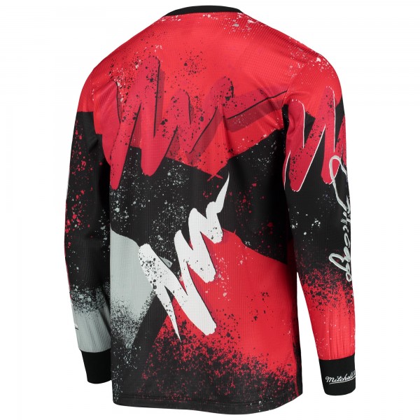 Футболка с длинным рукавом Chicago Bulls Mitchell & Ness Hardwood Classics Hyper Hoops Moto Sublimated - Red