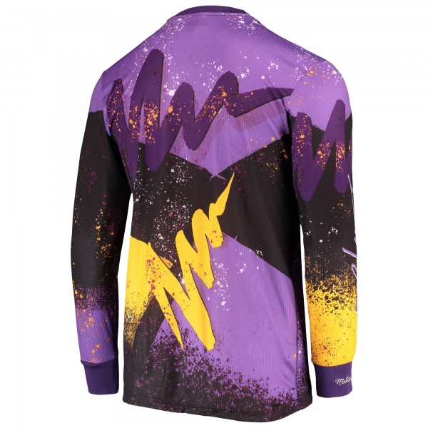 Футболка с длинным рукавом Los Angeles Lakers Mitchell & Ness Hardwood Classics Hyper Hoops Moto Sublimated - Purple