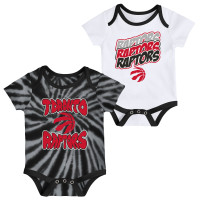 Малышам Toronto Raptors White/Black Tie-Dye Two-Pack Bodysuit Set