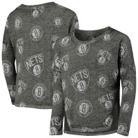 Футболка с длинным рукавом Girls Youth Brooklyn Nets Heathered Black Back in Action