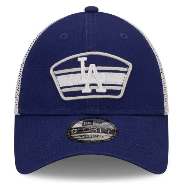 Бейсболка Los Angeles Dodgers New Era Logo Patch 9FORTY Trucker - Royal/White