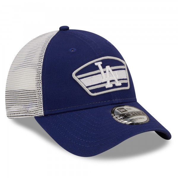 Бейсболка Los Angeles Dodgers New Era Logo Patch 9FORTY Trucker - Royal/White